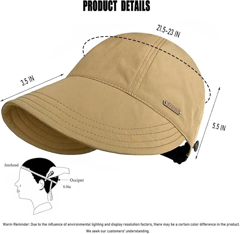 huablo ]UPF 50+Womens Sun Hat UV Protection Hiking Fishing Hats Wide Brim Hat Adjustable Ponytail Packable Sun Cap - Image 5